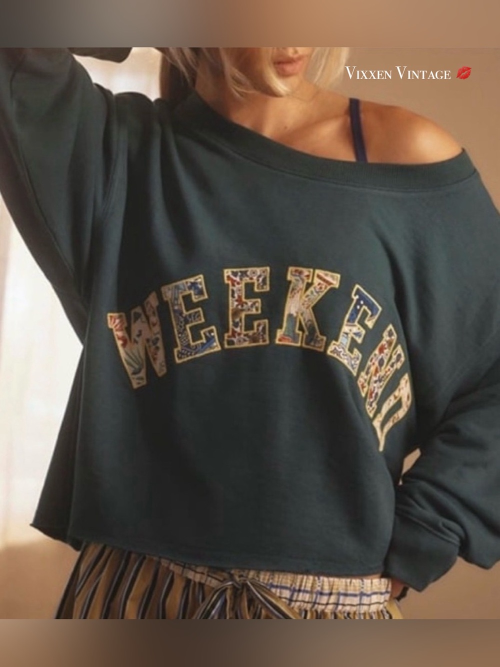 BY ANTHROPOLOGIE OVERSIZED 'WEEKEND' PATCHWORK SWEATER IN DEEP TEAL